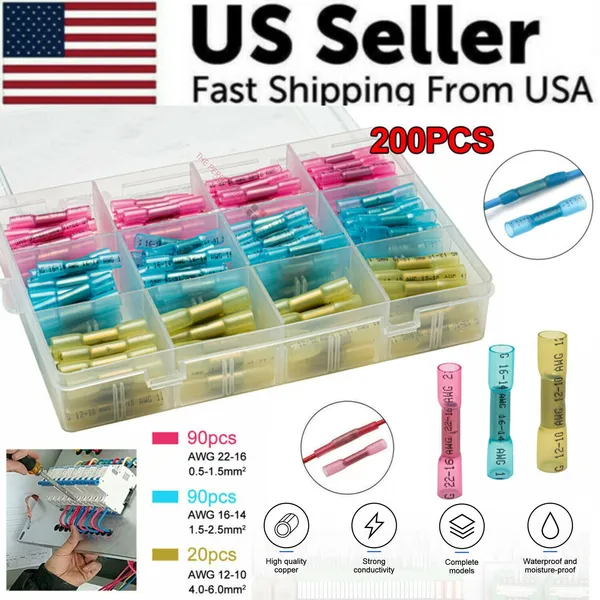Main product image of 200-Piece Heat Shrink Butt Wire Splice Connectors