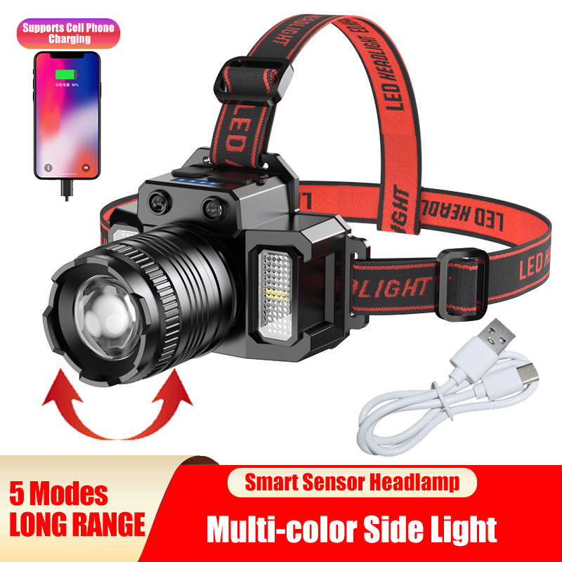 Main product image of LED Headlamp, USB Rechargeable, Motion Sensor, Zoomable, 5 Modes