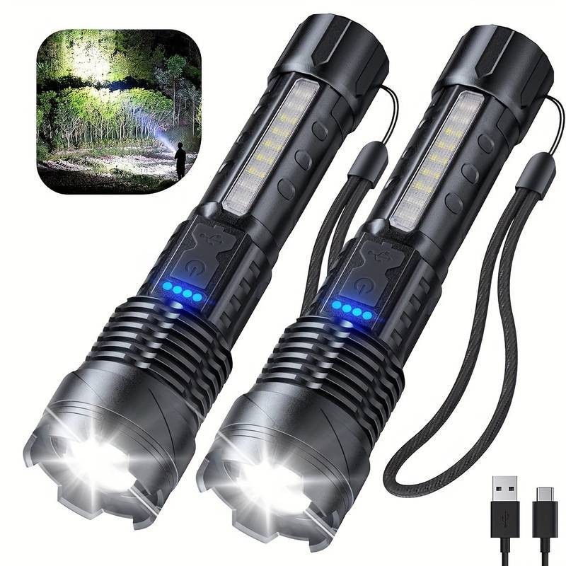 Main product image of Rechargeable LED Flashlight, Zoomable, Red White Blue Work Light, USB Charging
