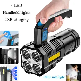 Product image of LED Flashlight, USB Rechargeable, COB Spotlight, 4-Mode, Waterproof