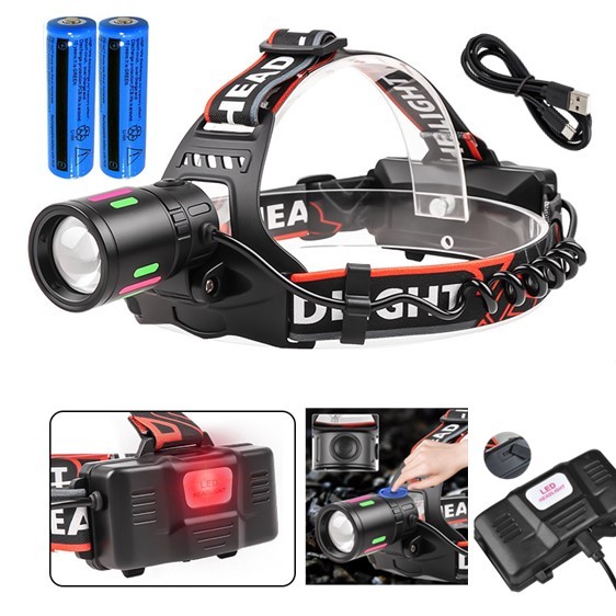 Main product image of USB Rechargeable LED Headlamp, Zoom, 3 Modes, with 2 Li-ion Batteries