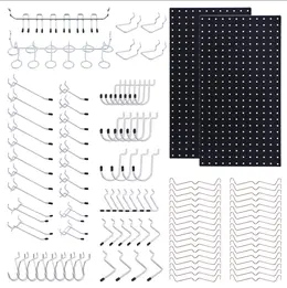 Product image of 108-Piece Black Pegboard Wall Kit with Assorted Hooks
