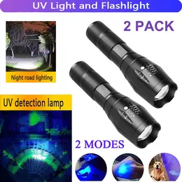 Product image of 2-in-1 UV and White LED Zoomable Flashlight, 2-Pack
