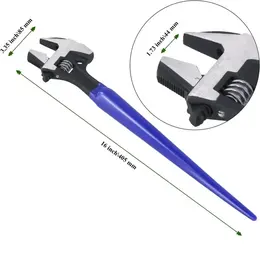 Product image of Adjustable Spud Wrench, C-Shaped Dual Head, Hammer, Crowbar