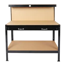 Product image of 63 inch Steel Workbench with Tool Storage, Drawer, and Pegboard