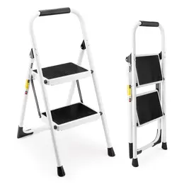 Product image of 2 Step Folding Ladder Stool, White, Compact Design