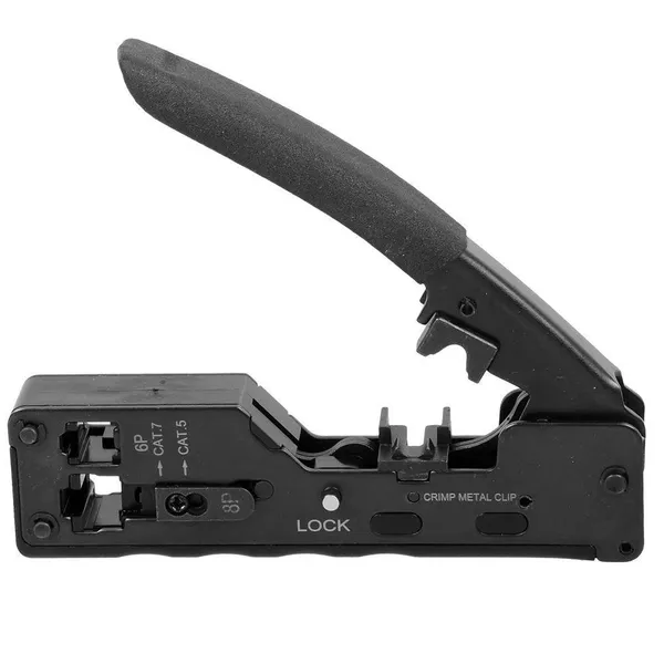 Main product image of RJ45 Crimping Tool with Wire Stripping, Cutting, Through-hole for Cat5/6/7 (8P/6P)