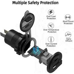 Product image of DaierTek 12V 48W Waterproof USB Charger Outlet with PD Type C and QC3.0