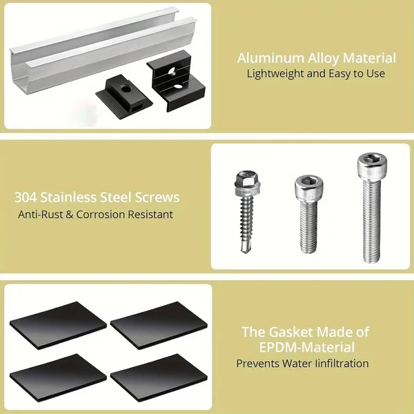 Main product image of 12cm U-shaped Silver Rail Solar Photovoltaic Bracket, 6-Piece Set