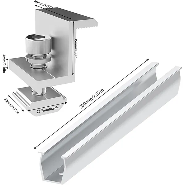 Main product image of 20cm Black U-shaped Guide Rail for Solar Panel Pressure Set