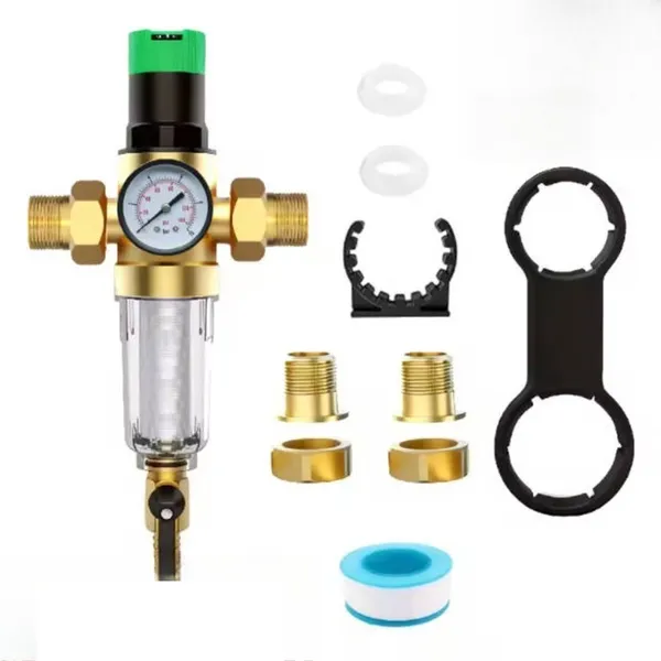 Main product image of 3/4 Inch Water Pressure Reducer with Gauge and Mesh Filter