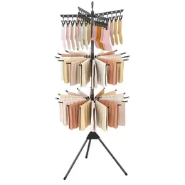 Product image of 70 inch 3-Tier Foldable Tripod Clothes Drying Rack, 24 Clips, 32 Rods