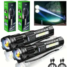 Product image of 2-Pack USB Rechargeable LED Flashlight, Adjustable Focus Work Light