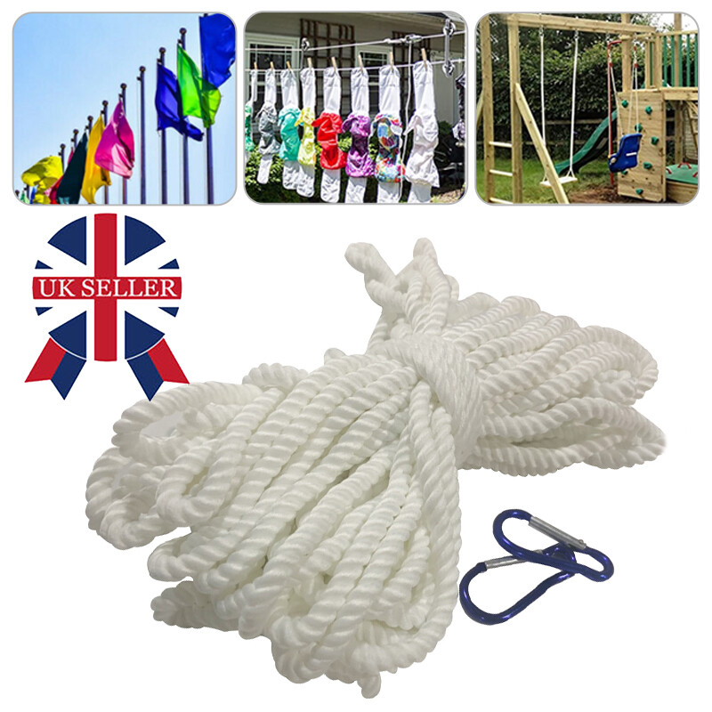 Main product image of 12.5 M Flagpole Halyard Rope, Nylon Braided Cord, White