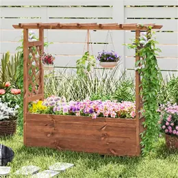 Product image of Pine Wood Raised Garden Bed, Hanging Roof Design