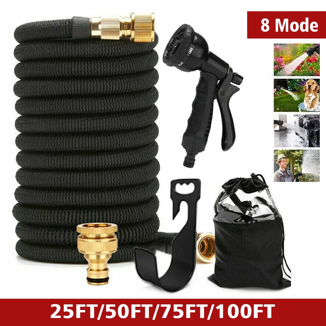 Main product image of Expandable Garden Hose with Spray Gun, 25-100 ft