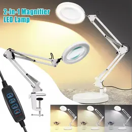 Product image of 10X Magnifying Glass Desk Lamp with LED, Base, and Clamp
