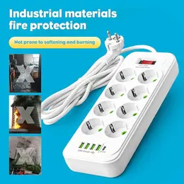 Product image of 8-Outlet Power Strip with Type-C and 4 USB Sockets, EU Standard