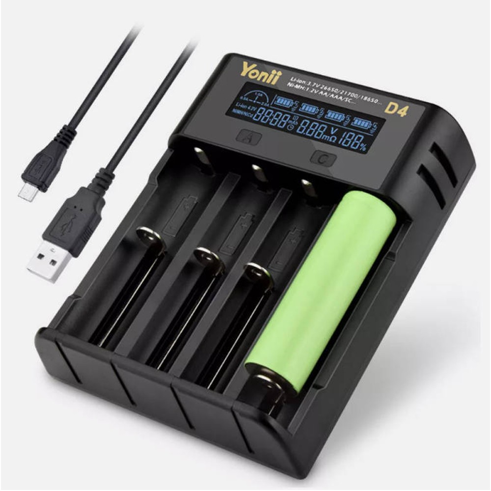 Main product image of YONII 4 Slots USB LCD Battery Charger For NiMH Li-ion SC/F6 AA AAA Battery 2025