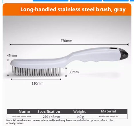 Main product image of Stainless Steel Wire Brush with Straight Handle