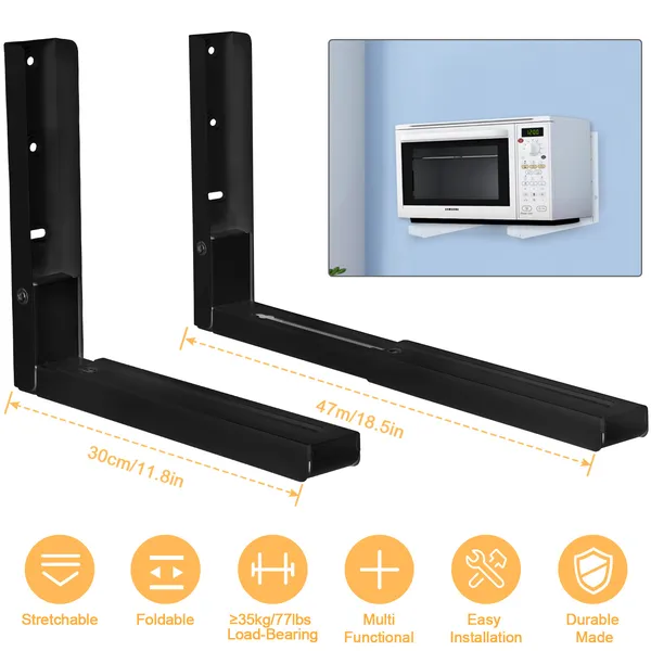 Main product image of 2 Pcs Adjustable Carbon Steel Wall Mount Microwave Brackets