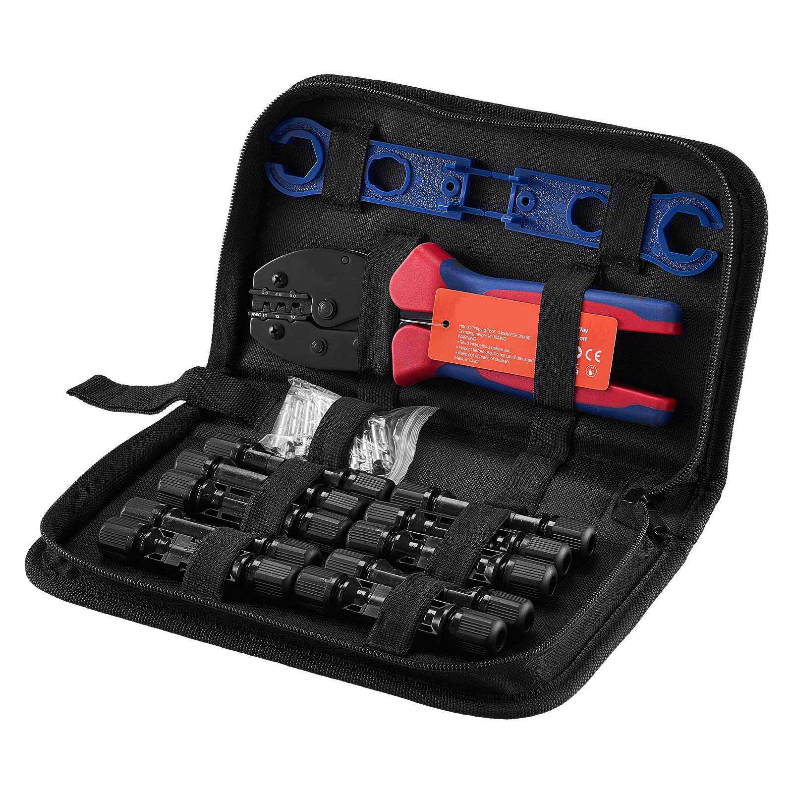 Main product image of 14-10 AWG Ratcheting Solar Connector Crimping Tool Kit with Connectors, Wrenches, Case