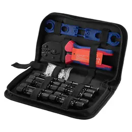 Product image of 14-10 AWG Ratcheting Solar Connector Crimping Tool Kit with Connectors, Wrenches, Case