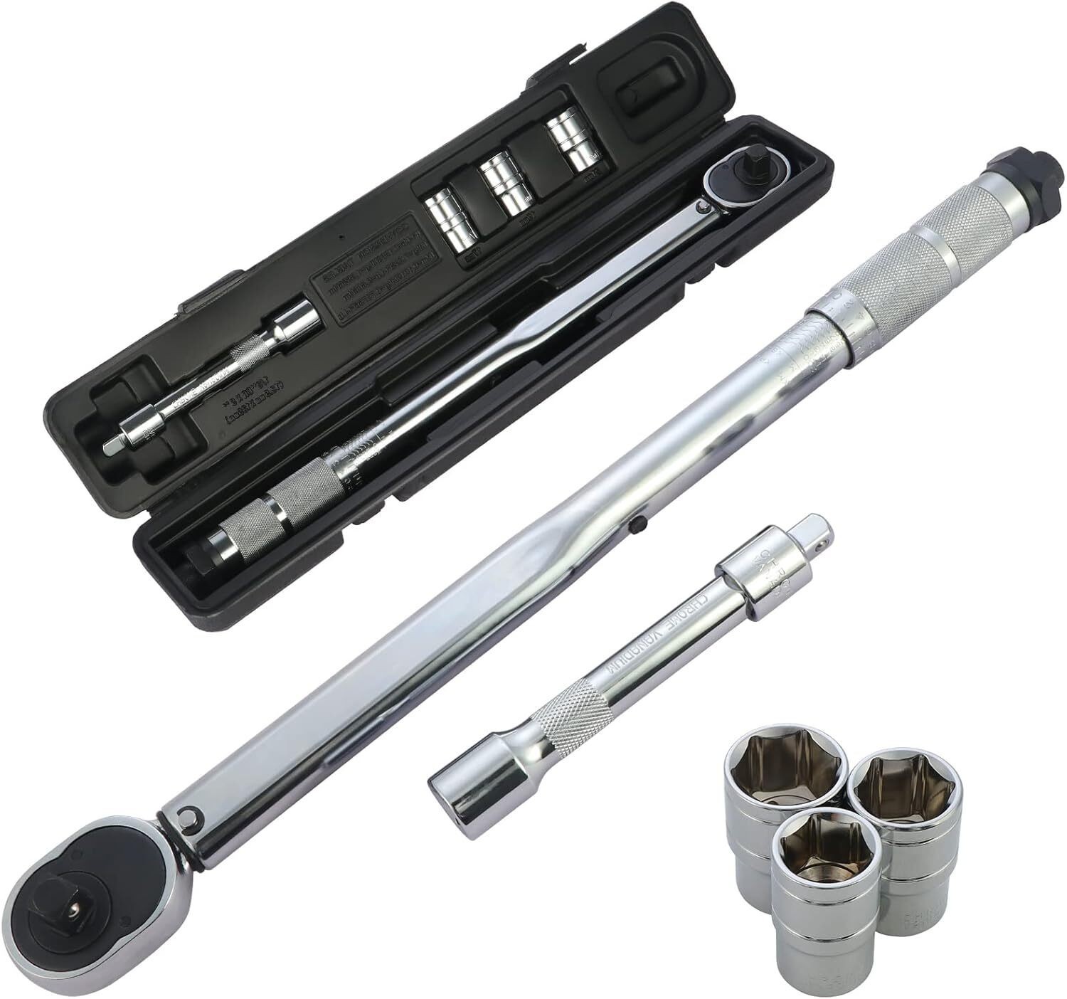 Main product image of 1/2 Inch Drive Ratcheting Torque Wrench, 28-210Nm, with 17, 19, 21mm Sockets