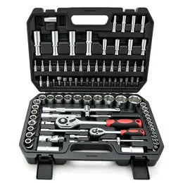 Product image of 94 Piece 1/2 and 1/4 Inch Drive Socket Set with Ratchet and Bits