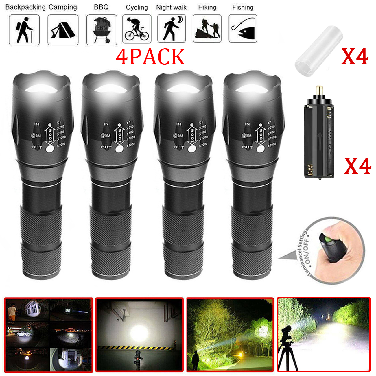 Main product image of 4-Pack LED Flashlight, Work Light, Camping Light