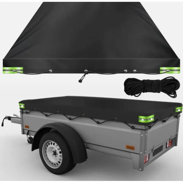 Main product image of Trailer Cover Tarp, 208x114x9cm, Black 420D Oxford with Reflective Strip