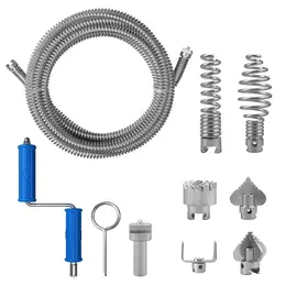 Product image of 12MM 7-Piece Drain Snake Auger Kit with Heavy-Duty Cutter Heads for Clog Removal