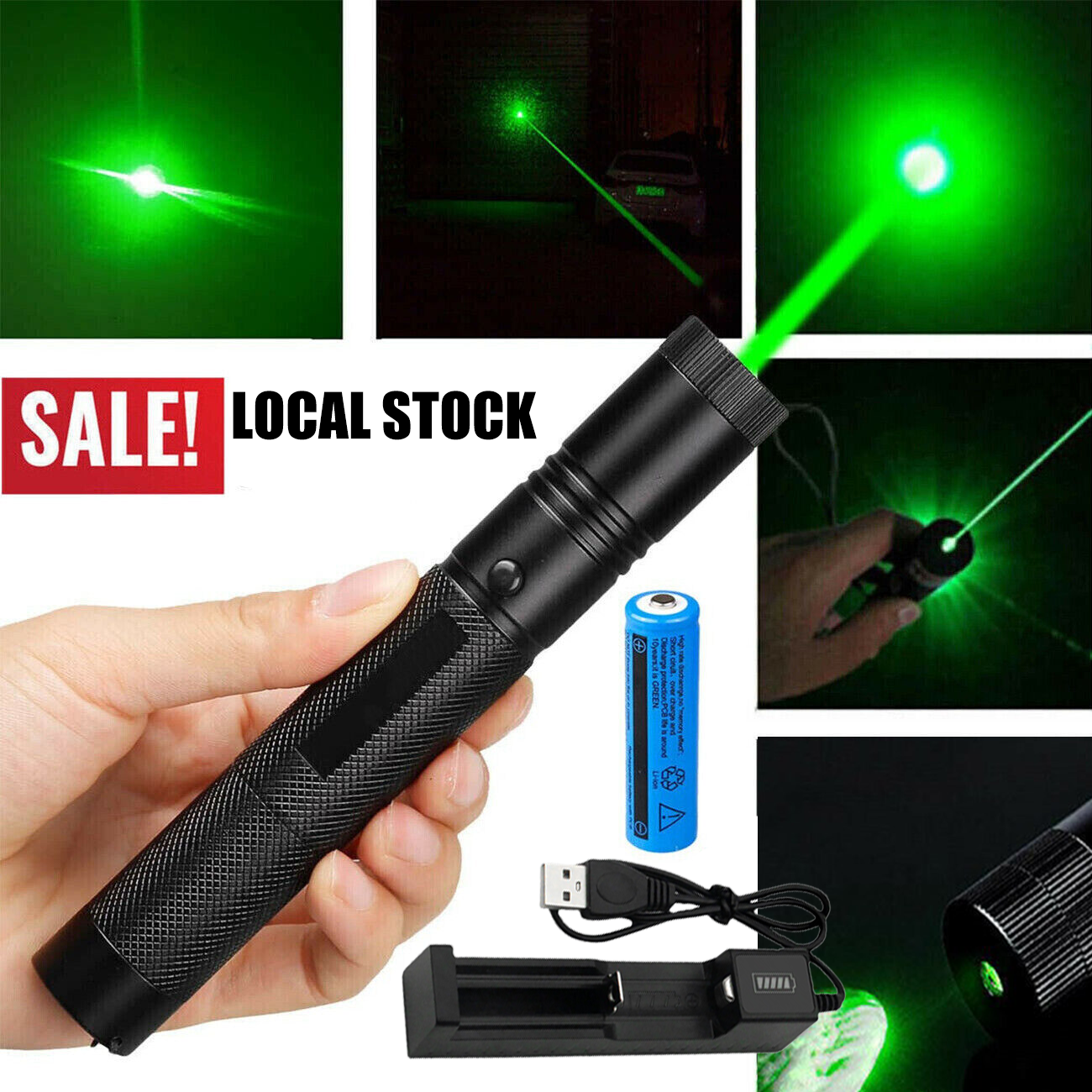 Main product image of Green Laser Pointer, 532nm, 1mW, USB Rechargeable