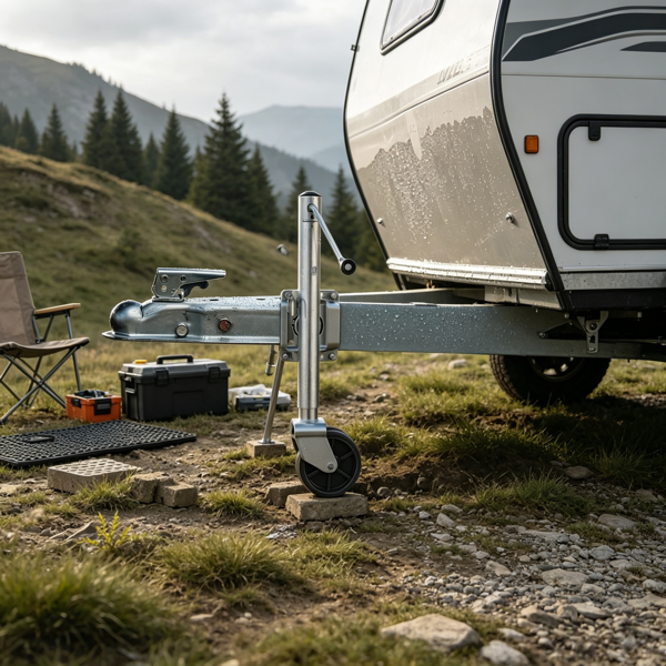 Main product image of 2000 Lbs Swivel Trailer Jack, PP Dual Wheel, 15-27 inch Lift