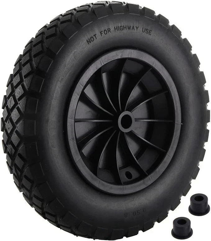 Main product image of PU Wheelbarrow Wheel, 14 Inch 3.50-8, Puncture Proof Solid Tire, Black