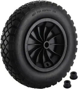 Product image of PU Wheelbarrow Wheel, 14 Inch 3.50-8, Puncture Proof Solid Tire, Black