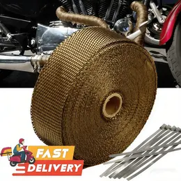 Product image of 20M Titanium Gold Heat Wrap Tape for Exhaust Manifold Insulation