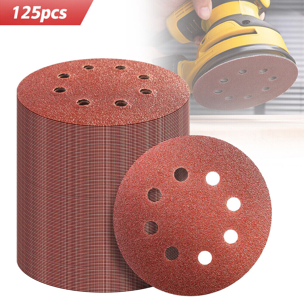 Main product image of Sanding Discs, 125mm 5in, Mixed 40-240 Grit, 8-Hole Orbital