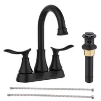 Product image of Bathroom Faucet, Matt Black, 2-Handle, 6 Inch Centerset, Swivel Spout, Pop-up Drain