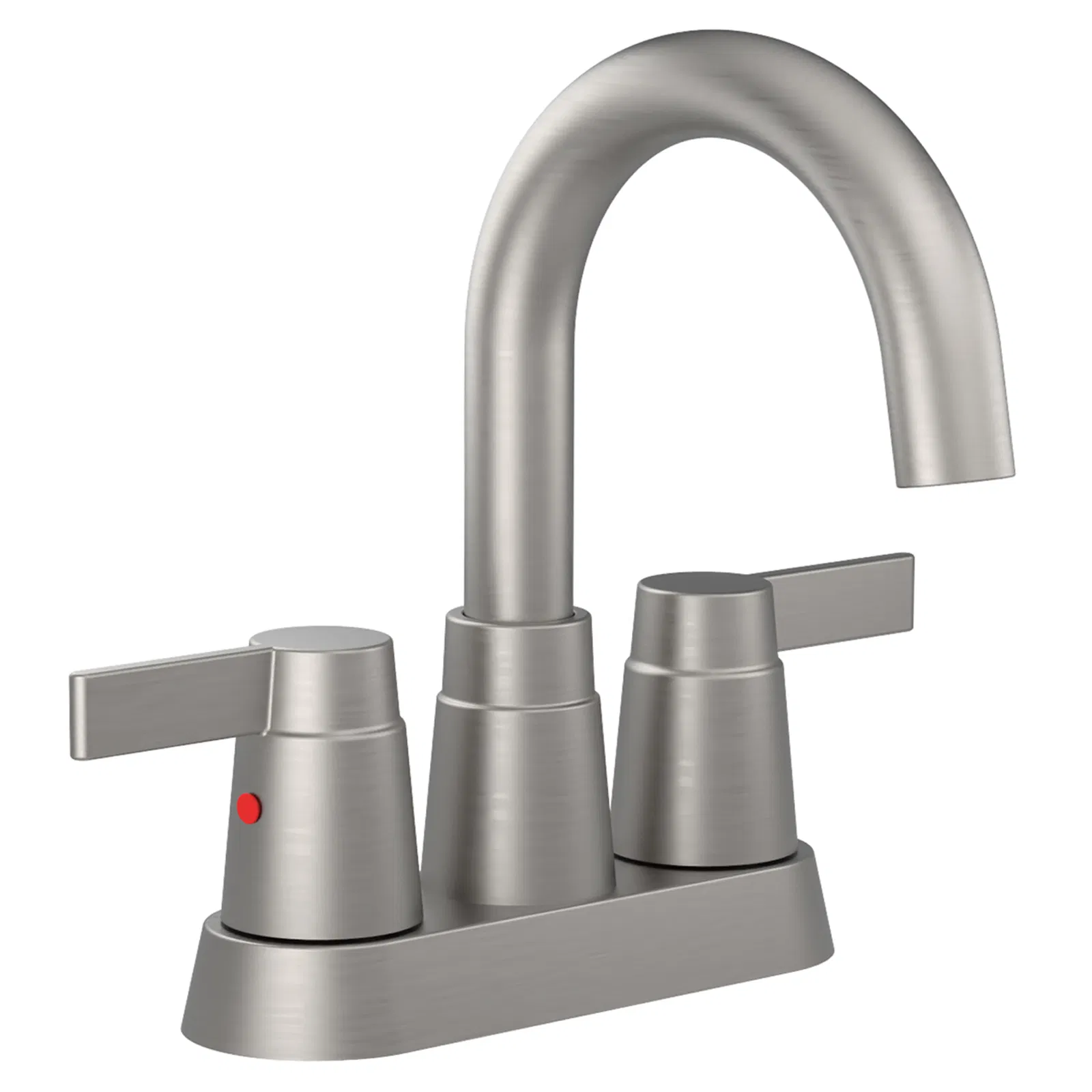 Main product image of Brushed Nickel 2-Handle Bathroom Faucet, 4 Inch Centerset, High Arc Swivel Spout