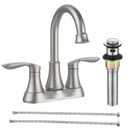 Product image of Bathroom Faucet, Brushed Nickel, Two-Handle, 4-Inch Centerset, High Arc, 4011B-NP