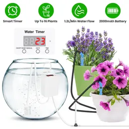 Product image of Automatic Plant Watering Drip Irrigation Kit, 4W, 16 Drip Emitters, Low Water/Battery Alarm