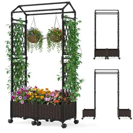 Product image of 5.5 FT Raised Garden Bed with Trellis, Self-Watering, Lockable Wheels, 2 Configurations