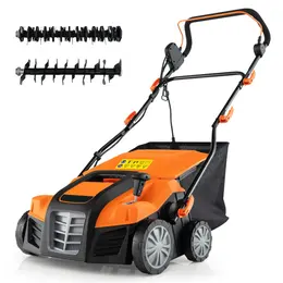 Product image of Corded Electric Lawn Dethatcher, 16-Inch Cutting Width, Removable Grass Bag