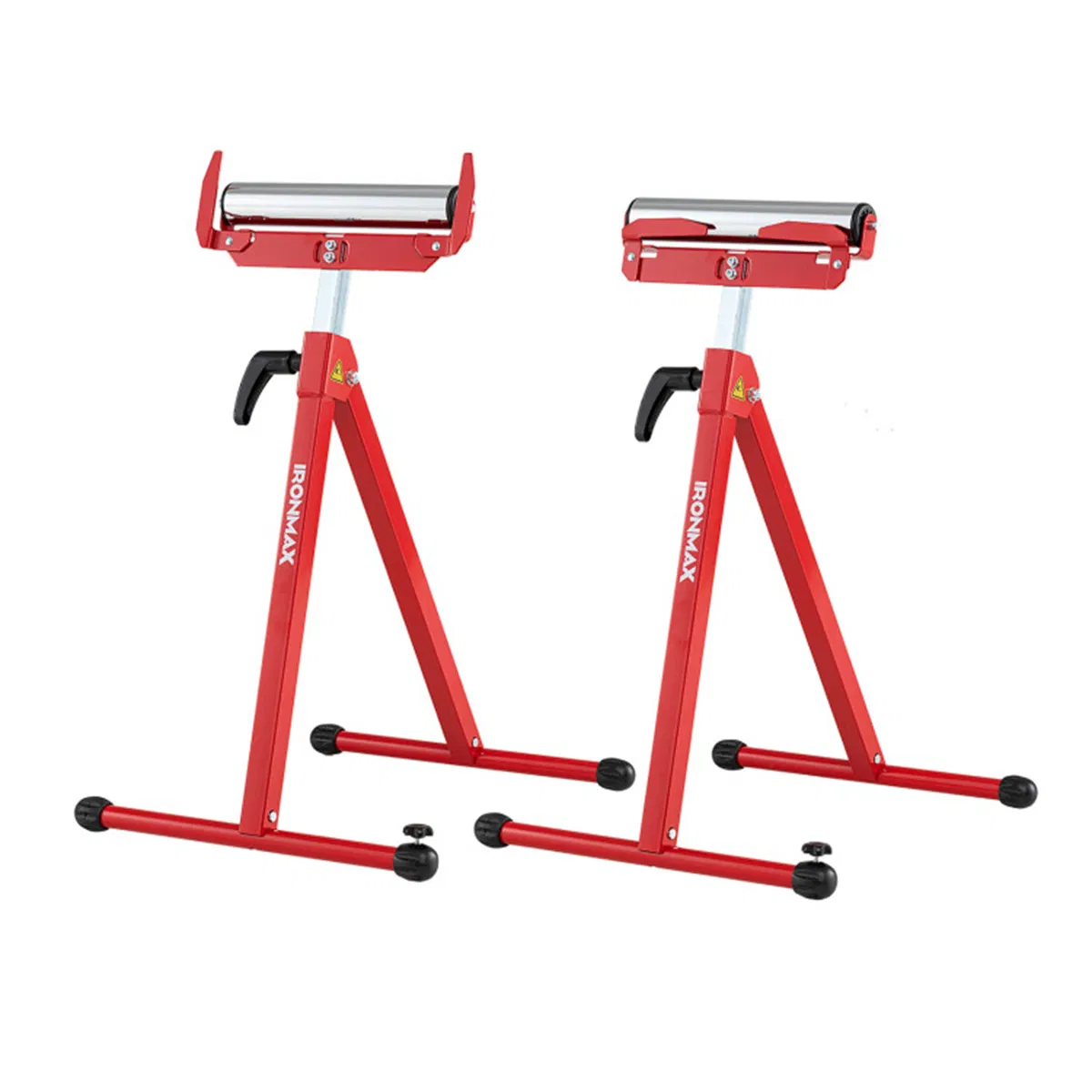 Main product image of 2-Pack Metal Folding Roller Stand with Edge Guides, Portable Woodworking Support, Red