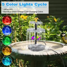 Product image of Solar Fountain Pump, 6W Panel, Battery Backup, IP68, 9.84ft Cable, LED