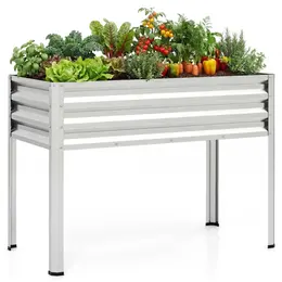 Product image of 44 inch Silver Metal Raised Garden Bed, 32 inch Height, Drainage Holes