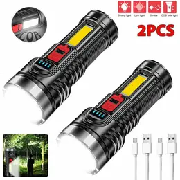 Product image of 2-Pack USB Rechargeable LED Flashlight, 4-Mode Work Light