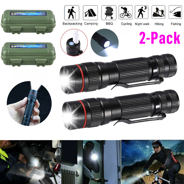 Main product image of 2-Pack USB Rechargeable LED Flashlight, Adjustable Focus, 3-Mode, with USB Cable