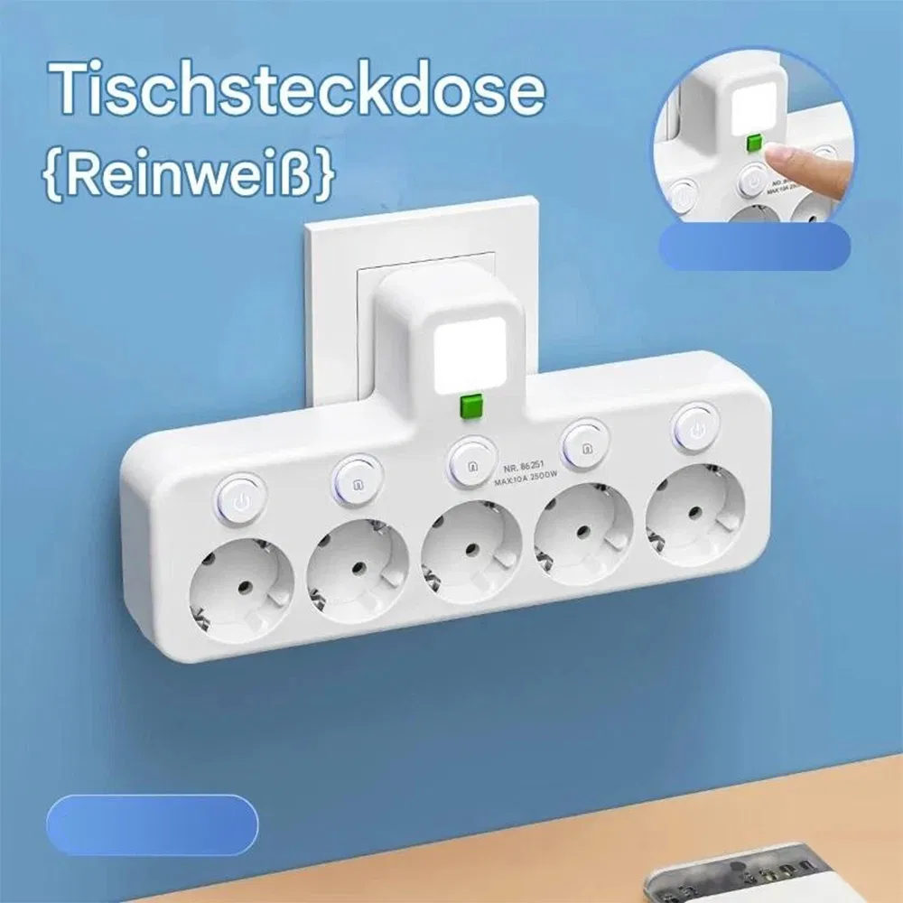 Main product image of 4-Way EU Socket Power Strip Adapter with USB Charging Ports